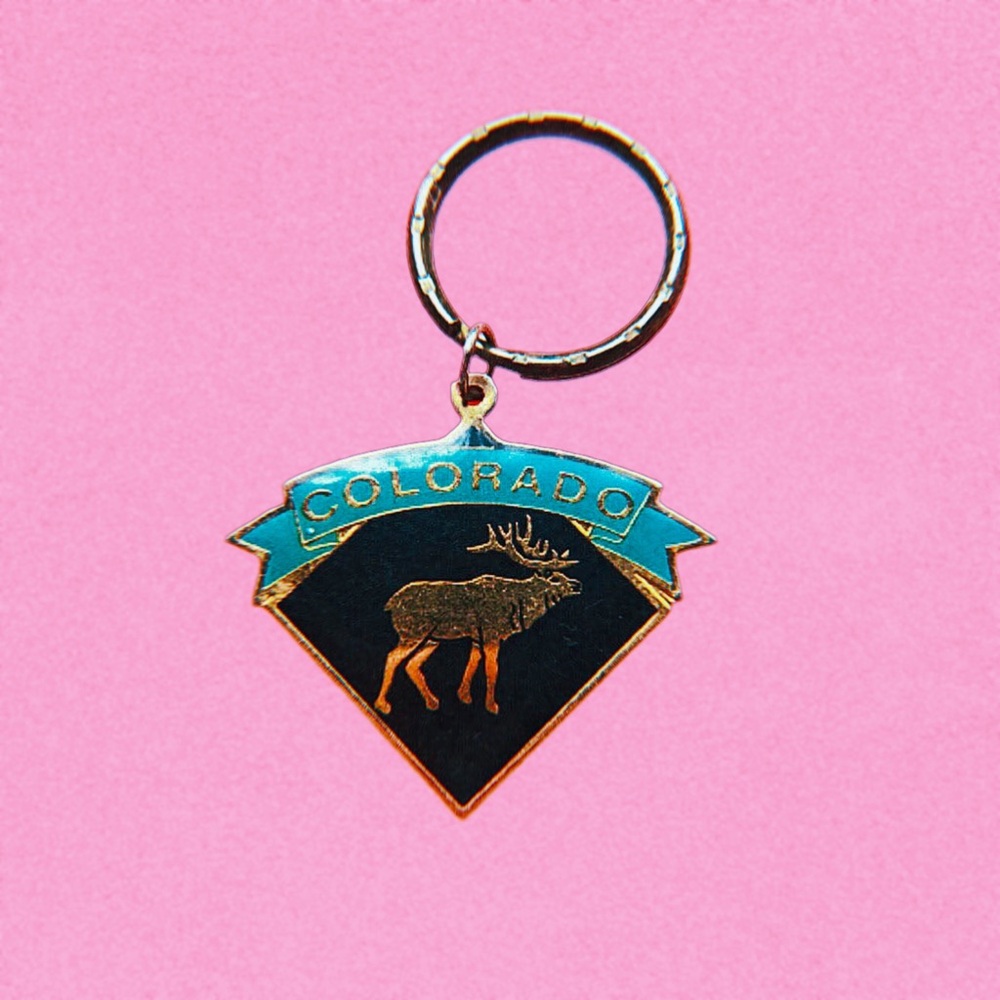 Pre-owned Blue/Green Colorado Moose Keychain